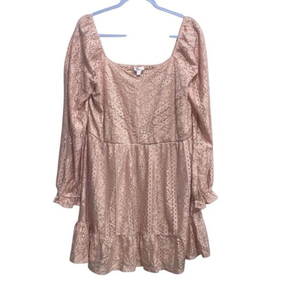 LC Lauren Conrad XXL Blush‎ Pink Crochet Lace Babydoll Mini Dress